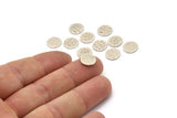 Silver Round Tag, 24 Hammered Antique Silver Plated Brass Round Stamping Blanks, Findings (10x0.80mm) M01504