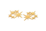 Gold Star Blank, 4 Gold Plated Brass Star Shaped Charms, Charm Pendants, Connectors (17x23x0.60mm) A4019