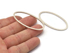 Silver Oval Connectors, 4 Antique Silver Plated Brass Oval Shaped Rings (26x54x1x2mm) BS 2243