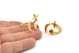 Hammered Universe Cosmos Ring, Hammered Gold Plated Brass Moon, Star And Planet Rings N0359 Q0502