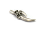 Pirate&#39;s Dagger Pendant, 2 Antique Silver Plated Brass Sword Dagger Charms (40x14mm) N0195