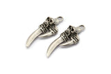 Pirate&#39;s Dagger Pendant, 2 Antique Silver Plated Brass Sword Dagger Charms (40x14mm) N0195
