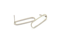 Silver Oval Earring, 8 Silver Tone Brass Oval Stud Earrings (25x7x0.80mm) BS 1732 A2046 H0442