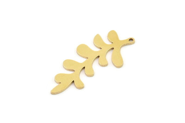 Pirinç Yaprak Tılsımı, 1 Halkalı 10 Ham Pirinç Yaprak Tılsımı, Tılsım Kolye Uçları (34x16x0,80 mm) SMP1144