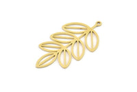 Brass Leaf Charm, 6 Raw Brass Leaf Charms With 1 Loop, Charm Pendants (35x19x0.60mm) SMP1147