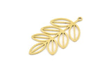 Brass Leaf Charm, 6 Raw Brass Leaf Charms With 1 Loop, Charm Pendants (35x19x0.60mm) SMP1147
