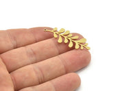 Brass Leaf Charm, 8 Raw Brass Leaf Charms With 1 Loop, Charm Earrings (38x15x0.80mm) SMP1149