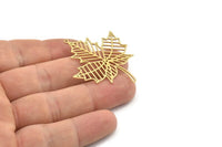 Brass Leaf Charm, 4 Raw Brass Leaf Charms With 1 Loop, Charm Pendants (43x38x0.60mm) SMP1145