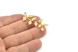 Brass Leaf Charm, 6 Raw Brass Leaf Charms With 1 Loop, Charm Pendants (39x19x0.80mm) SMP1148