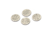 Silver Round Tag, 12 Textured Antique Silver Plated Brass Round Stamping Blanks Without Hole, Findings (10x1mm) D868