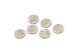 Silver Round Tag, 12 Textured Antique Silver Plated Brass Round Stamping Blanks Without Hole, Findings (10x1mm) D868