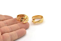 Stone Ring Settings, Gold Plated Brass Adjustable Claw Ring Settings - Pad Size 4mm N0161