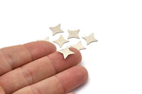 Silver Star Blank, 24 Antique Silver Plated Brass Star Shaped Blanks, Stamping Brass (13.5x10x0.60mm) A4317