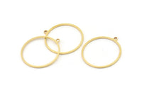 Brass Round Charm, 12 Raw Brass Circle Charms With 1 Loop, Charm Earrings (25x1mm) A2852