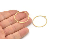 Brass Round Charm, 12 Raw Brass Circle Charms With 1 Loop, Charm Earrings (30x1mm) A2838