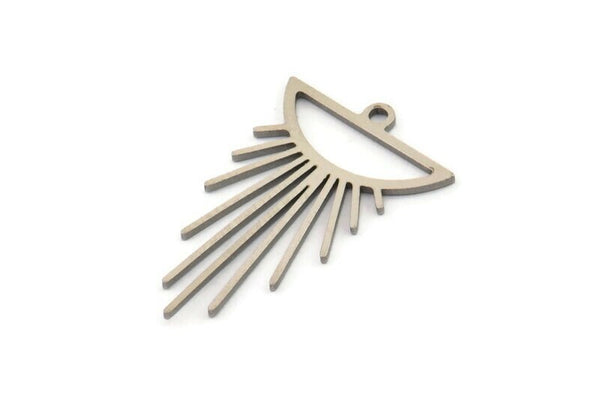 Steel Sun Charm, 12 Stainless Steel Sun Shaped Charms With 1 Loop, Charm Pendants, Findings (26x16x0.80mm) SMP1157 Y116