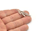 Steel Leaf Charm, 10 Stainless Steel Leaf Charms With 1 Loop, Charm Pendants (40x11x0.80mm) SMP1158