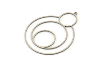 Steel Circle Charm, 2 Stainless Steel Round Shaped Charm With 1 Loop, Charm Pendants (44x35x0.80mm) SMP1159 A3361