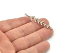 Steel Leaf Charm, 12 Stainless Steel Leaf Charms With 1 Loop, Charm Pendants (46x10x0.80mm) SMP1160