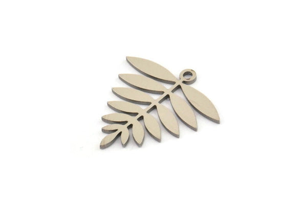 Steel Leaf Charm, 12 Stainless Steel Leaf Charms With 1 Loop, Charm Pendants (21x20x0.80mm) SMP1162 Y240