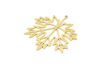 Brass Leaf Charm, 6 Raw Brass Leaf Charms With 1 Hole, Charm Pendants (39x38x0.80mm) SMP1169