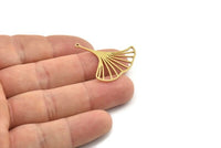 Brass Leaf Charm, 6 Raw Brass Ginkgo Leaf Charms With 1 Loop, Charm Earrings (31x29x0.80mm) SMP1171