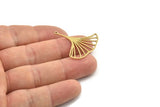 Brass Leaf Charm, 6 Raw Brass Ginkgo Leaf Charms With 1 Loop, Charm Earrings (31x29x0.80mm) SMP1171