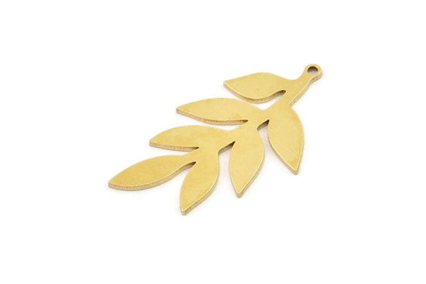 Brass Leaf Charm, 8 Raw Brass Leaf Charms With 1 Hole, Charm Pendants (34x19x0.80mm) SMP1173