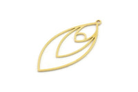 Brass Marquise Charm, 8 Raw Brass Marquise Charms With 1 Loop, Earrings, Pendants (36x17x0.80mm) SMP1174