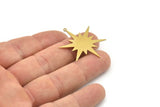 Brass Star Charm, 8 Raw Brass Star Charms With 1 Loop, Charm Pendants (34x29x0.60mm) SMP1226