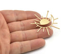 Brass Sun Charm, 4 Raw Brass Sun And Crescent Moon Shaped Charms With 1 Loop, Charm Pendants (44x0.80mm) SMP1175