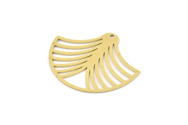 Brass Shell Charm, 4 Raw Brass Sea Shell Charms With 1 Hole, Earring Findings (31x25x0.60mm) SMP1228
