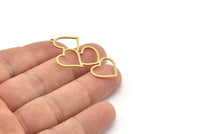 Brass Heart Charm, 4 Raw Brass Heart Charms With 1 Loop, Findings, Charm Earrings (43x23x0.80mm) SMP1178