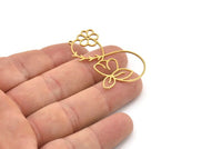 Brass Flower Charm, 2 Raw Brass Flower Charms With 1 Loop, Charm Pendants (42x28x21x0.80mm) SMP1231