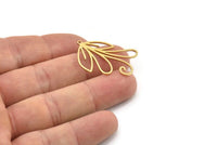 Brass Leaf Charm, 6 Raw Brass Leaf Charms With 1 Loop, Charm Earrings (30x20x0.80mm) SMP1232