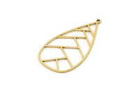 Brass Drop Charm, 4 Raw Brass Drop Shaped Charms With 1 Loop, Findings (38x21x0.80mm) SMP1182