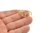 Brass Drop Charm, 4 Raw Brass Drop Shaped Charms With 1 Loop, Findings (38x21x0.80mm) SMP1182