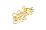 Brass Leaf Charm, 4 Raw Brass Leaf Charms With 1 Loop, Charm Earrings (47x25x0.80mm) SMP1235