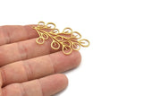 Brass Leaf Charm, 4 Raw Brass Leaf Charms With 1 Loop, Charm Earrings (47x25x0.80mm) SMP1235
