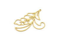 Brass Leaf Charm, 2 Raw Brass Leaf Charms With 1 Loop, Charm Earrings (45x33x0.80mm) SMP1236