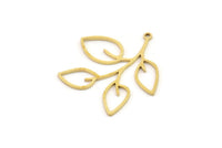 Brass Leaf Charm, 6 Raw Brass Leaf Charms With 1 Loop, Charm Earrings (29x28x0.80mm) SMP1239