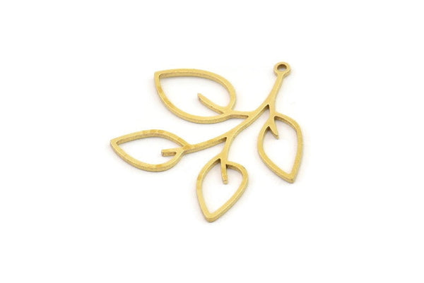 Brass Leaf Charm, 6 Raw Brass Leaf Charms With 1 Loop, Charm Earrings (29x28x0.80mm) SMP1239
