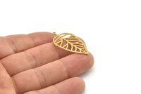 Brass Leaf Charm, 4 Raw Brass Leaf Charms With 1 Loop, Charm Earrings (36x20x0.60mm) SMP1183