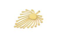 Brass Dandelion Charm, 6 Raw Brass Taraxacum Charms With 1 Loop (44x32x0.80mm) SMP1242