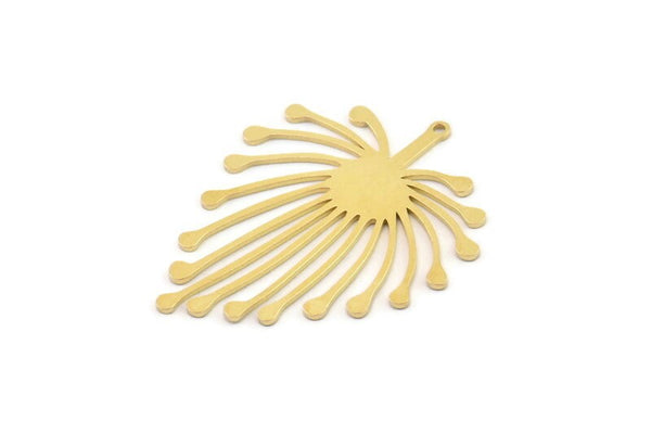 Brass Dandelion Charm, 6 Raw Brass Taraxacum Charms With 1 Loop (44x32x0.80mm) SMP1242