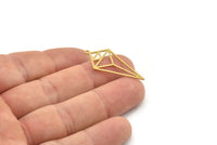 Brass Diamond Charm, 8 Raw Brass Diamond Charms With 1 Loop, Charm Earrings (32x15x0.60mm) SMP1184