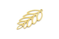 Brass Leaf Charm, 6 Raw Brass Leaf Charms With 1 Loop, Charm Earrings (33x16x0.60mm) SMP1185