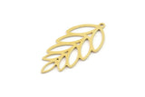Brass Leaf Charm, 6 Raw Brass Leaf Charms With 1 Loop, Charm Earrings (33x16x0.60mm) SMP1185
