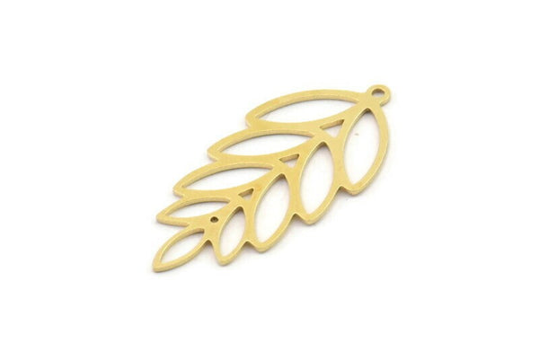 Brass Leaf Charm, 6 Raw Brass Leaf Charms With 1 Loop, Charm Earrings (33x16x0.60mm) SMP1185