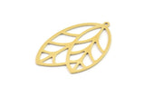 Brass Leaf Charm, 4 Raw Brass Leaf Charms With 1 Loop, Charm Earrings (33x22x0.60mm) SMP1187